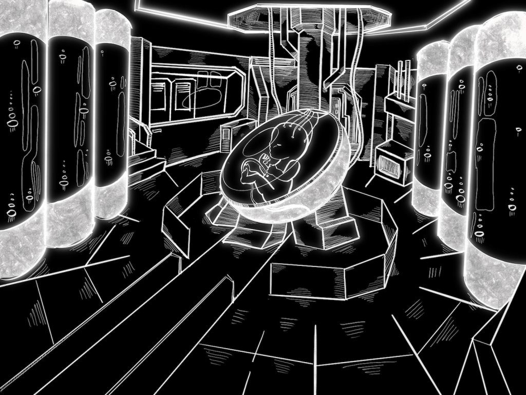 World Human Institute lab, original illustration by Lydia Yan, 2021.